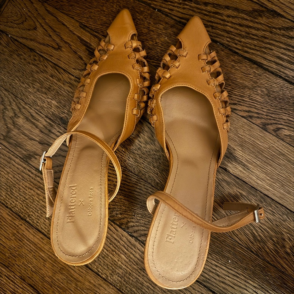 Flattered x Deborah Rose Tan Leather Kitten Heel